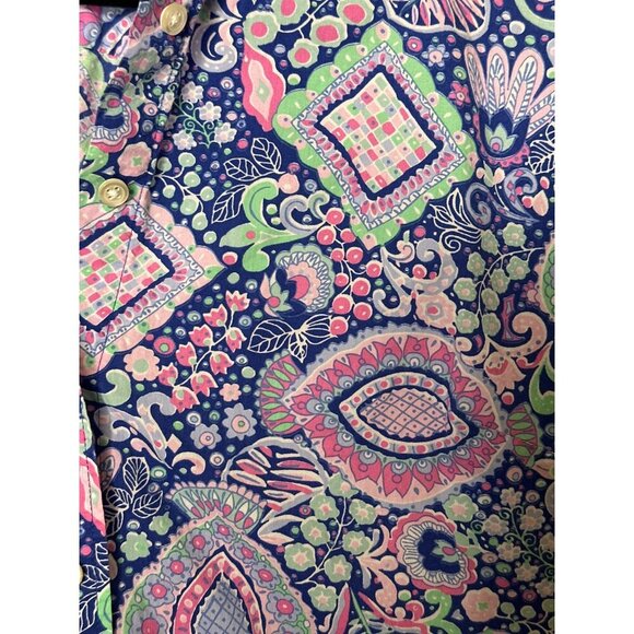 Talbot's Large Petite 100% Cotton Long Sleeve Button Up Paisley Blouse - Picture 3 of 11